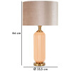 Perly Lámpara de mesa base de cristal acanalada pantalla de tela nácar dorado ø35,5x64cm E27
