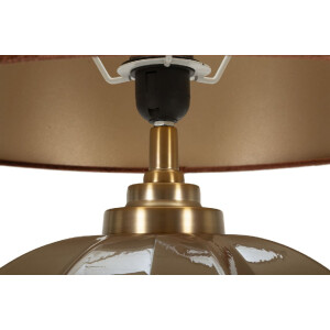 Praga Lámpara de Mesa Vidrio Hierro Tela Marrón Dorado 40,5x57cm E27 40W