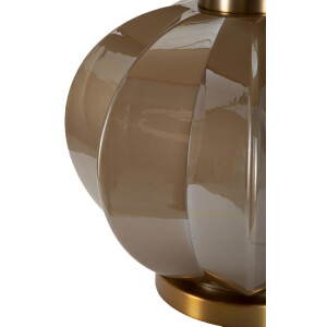 Praga Lámpara de Mesa Vidrio Hierro Tela Marrón Dorado 40,5x57cm E27 40W