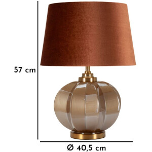 Praga Lámpara de Mesa Vidrio Hierro Tela Marrón Dorado 40,5x57cm E27 40W