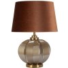 Praga Lámpara de Mesa Vidrio Hierro Tela Marrón Dorado 40,5x57cm E27 40W