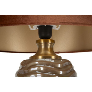 Prague Lámpara de Mesa Cristal Hierro Tela Marrón Dorado Ø45.5x79cm E27 máx.40W