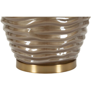 Prague Lámpara de Mesa Cristal Hierro Tela Marrón Dorado Ø45.5x79cm E27 máx.40W