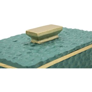 Caja de almacenamiento Mauro Ferretti Grent 18,8x6,4x10,8 cm verde-dorada