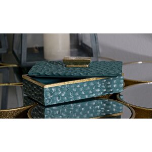 Caja de almacenamiento Mauro Ferretti Grent 18,8x6,4x10,8 cm verde-dorada