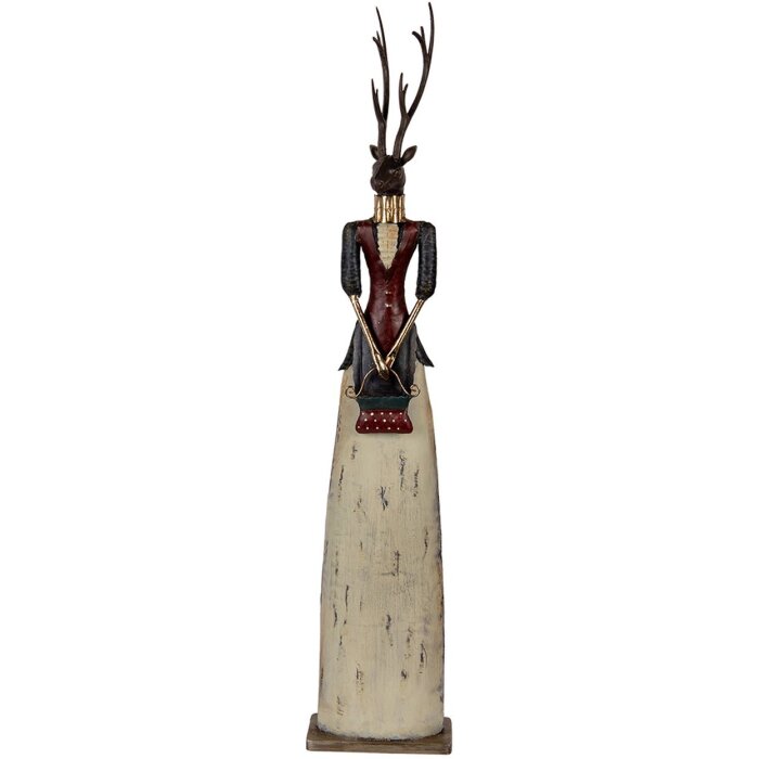 Figura Decorativa de Cierva Hembra Clayre & Eef – Metal 86cm Marrón Beige Rojo Rústico