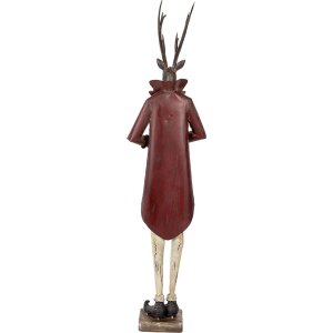 Figura decorativa de ciervo Clayre & Eef Estilo Barroco Metal 83cm Marrón Rojo Dorado