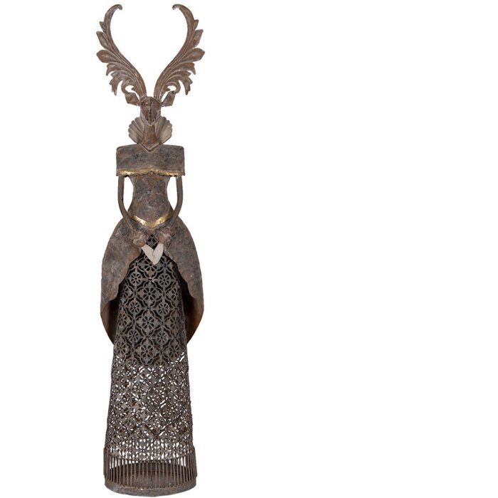 Clayre & Eef Reno de Metal Marrón-Gris 81 cm con Corazón Vintage