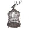 Clayre & Eef Jaula decorativa con cabeza de ciervo Antik-Grau Ø26x50cm Vintage
