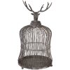 Clayre & Eef Jaula decorativa con cabeza de ciervo Antik-Grau Ø26x50cm Vintage
