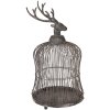 Clayre & Eef Jaula decorativa con cabeza de ciervo Antik-Grau Ø26x50cm Vintage