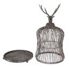 Clayre & Eef Jaula decorativa con cabeza de ciervo Antik-Grau Ø26x50cm Vintage