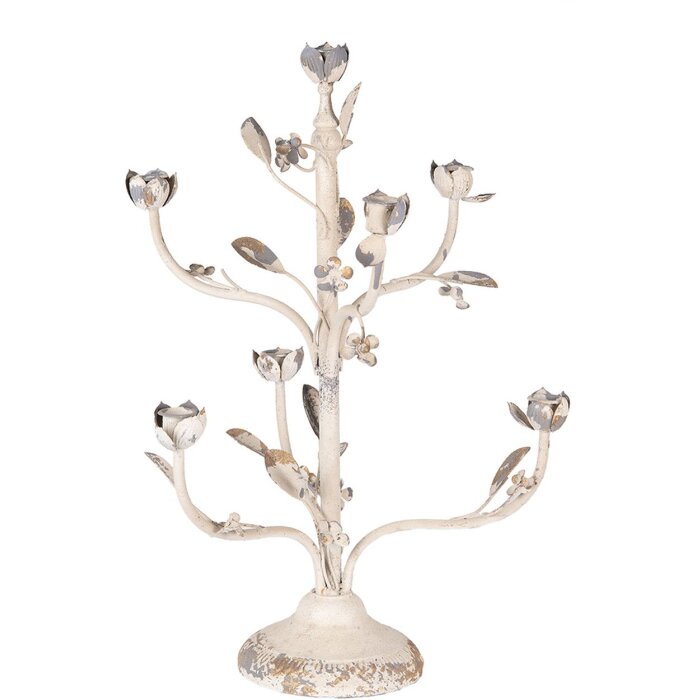 Clayre & Eef 5Y1370 Candelabro Beige Gris 39x51 cm Metal Vintage