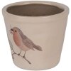 Clayre & Eef Maceta Petirrojo Motivo Cerámica Beige Ø21x20cm Estilo Rústico