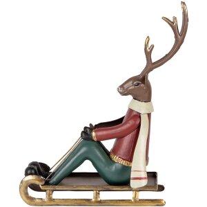 Clayre & Eef Figura decorativa ciervo en trineo...
