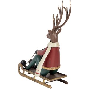 Clayre & Eef Figura decorativa ciervo en trineo 27x10x31 cm metal decoración invernal