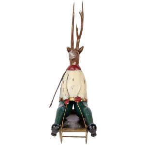 Figura decorativa de ciervo en trineo Clayre & Eef 30x12x32 cm marrón beige