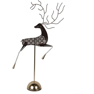 Figura decorativa de ciervo Clayre & Eef sobre base 36x12x72 cm dorado blanco