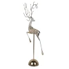 Figura decorativa de ciervo Clayre & Eef sobre base 36x12x72 cm dorado blanco