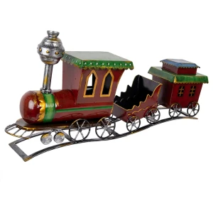 Tren decorativo de Clayre & Eef – 3 Piezas – 70x15x36 cm – Rojo y Verde