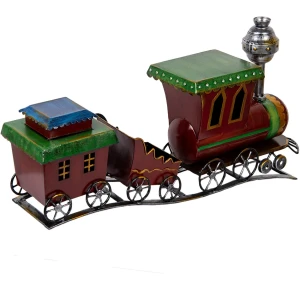 Tren decorativo de Clayre & Eef – 3 Piezas – 70x15x36 cm – Rojo y Verde