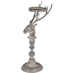 Clayre & Eef Candelabro Ciervo Antik-Grau 17x14x42 cm