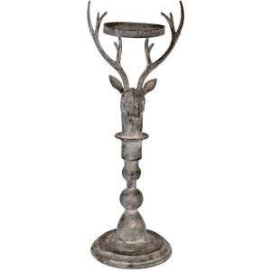 Clayre & Eef Candelabro Ciervo Antik-Grau 17x14x42 cm