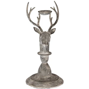 Clayre & Eef Candelabro Ciervo 17x14x30 cm gris