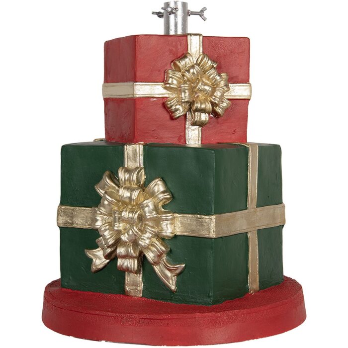 Clayre & Eef Soporte para árbol de Navidad Regalo Ø44x54cm Verde Rojo Dorado