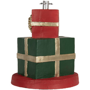 Clayre & Eef Soporte para árbol de Navidad Regalo Ø44x54cm Verde Rojo Dorado