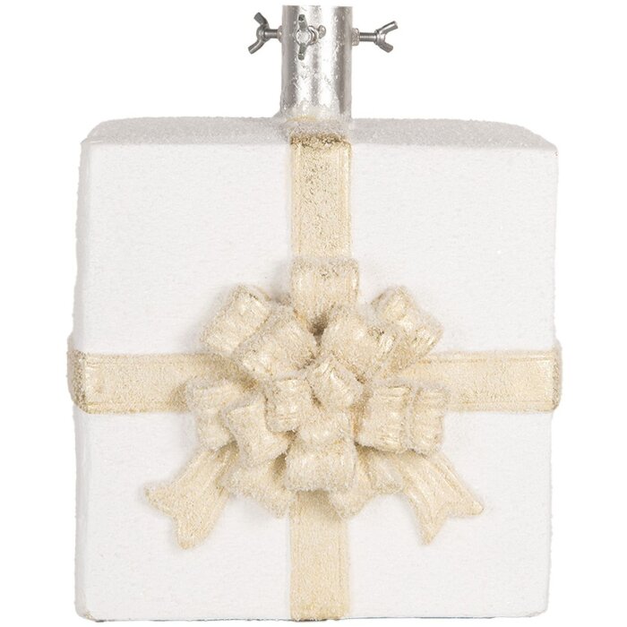 Clayre & Eef 6MG0116 Base para árbol de Navidad diseño caja regalo blanco dorado 26x24x33cm