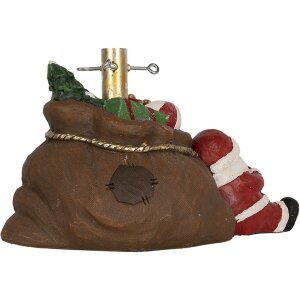Clayre & Eef Base para árbol de Navidad marrón y rojo 46x31x30 cm