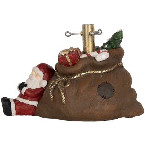 Clayre & Eef Base para árbol de Navidad marrón y rojo 46x31x30 cm