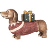 Clayre & Eef 6MG0147 Figura de perro marrón y rojo 47x14x28cm estilo rústico navideño