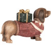 Clayre & Eef 6MG0147 Figura de perro marrón y rojo 47x14x28cm estilo rústico navideño