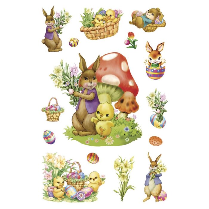 Etiquetas decorativas MAGIC Nostalgic Bunnies, lámina 1 hoja.