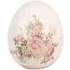 Huevo decorativo Clayre & Eef con motivo de rosas Ø 14x16 cm Cerámica Beige Rosa Vintage