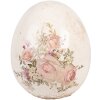 Huevo decorativo Clayre & Eef con decoración de rosas Ø 10x12cm Beige Rosa Cerámica Vintage