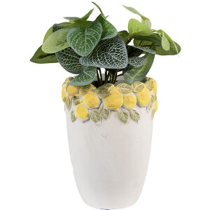 Maceta Clayre & Eef 6TE0570S Blanca Amarilla Ø13x17 cm Piedra Diseño Limones