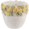 Maceta Clayre & Eef 6TE0571 Diseño de Limones Ø 14x12 cm – Maceta de piedra Blanca y Amarilla