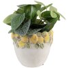 Maceta Clayre & Eef 6TE0571 Diseño de Limones Ø 14x12 cm – Maceta de piedra Blanca y Amarilla