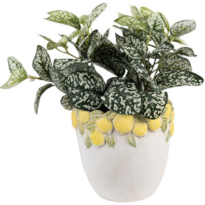 Maceta Clayre & Eef con decoración de limones Ø 20x19 cm Piedra Mediterránea