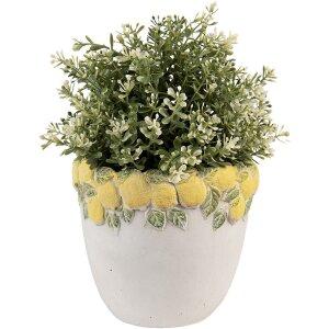 Maceta Clayre & Eef con relieve de limones Ø 16x15 cm piedra amarillo verde