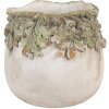 Maceta Clayre & Eef con Decoración de Hojas de Roble Beige Verde Ø19x17 cm