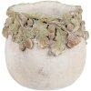 Maceta Clayre & Eef Relieve de Hojas de Roble Ø 15x13 cm Beige Verde Piedra