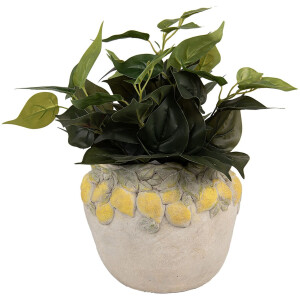 Maceta Clayre & Eef con decoración de limón Beige Amarillo-Verde Ø 22x19 cm