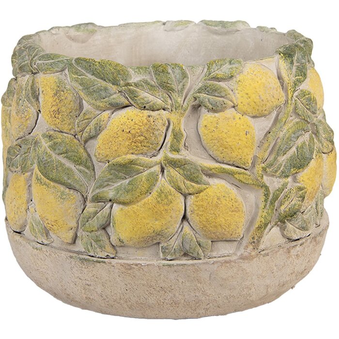 Maceta Clayre & Eef con motivo de limones Ø 19x15 cm piedra mediterránea