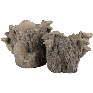 Maceta decorativa Clayre & Eef 6TE0577S Marrón Beige 19x17x16 cm Aspecto de piedra natural