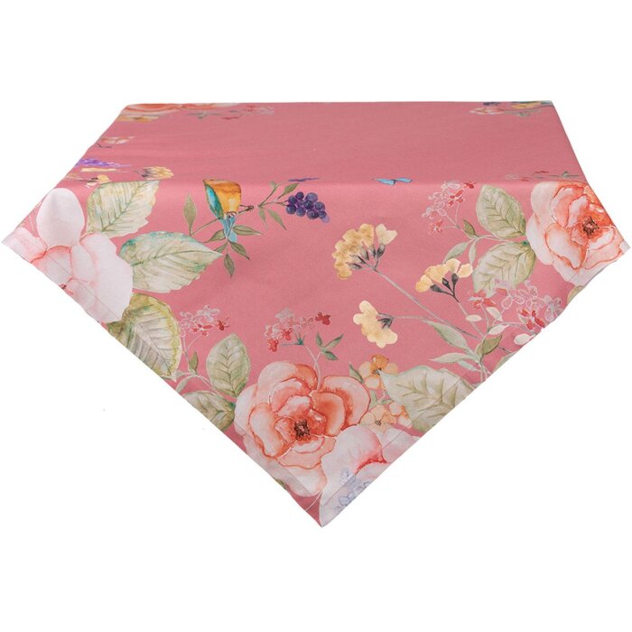 Mantel Individual Clayre & Eef FFA01P Rosa 100x100 cm Algodón Diseño Floral