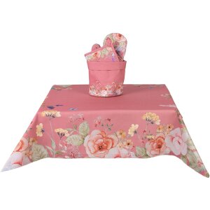 Mantel Individual Clayre & Eef FFA01P Rosa 100x100 cm Algodón Diseño Floral